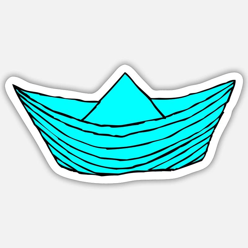 Bateau en papier - Sticker taille S (10 x 10 cm) - blanc mat