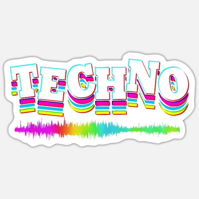 Rave Raver Musique techno Techno basse Table de mixage Sticker taille S (10 x 10 cm)