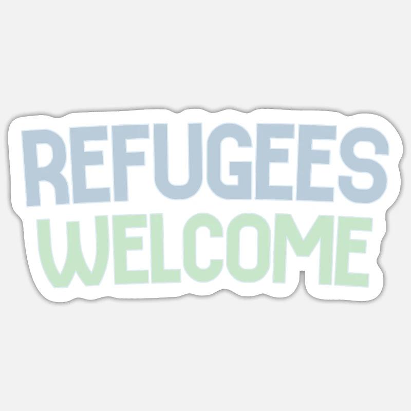 Flüchtlinge willkommen retro - Sticker Größe S (10 x 10 cm) - Mattweiß