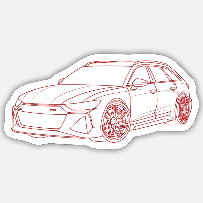 Auto outline red - Sticker size S (10 x 10 cm) - white matte