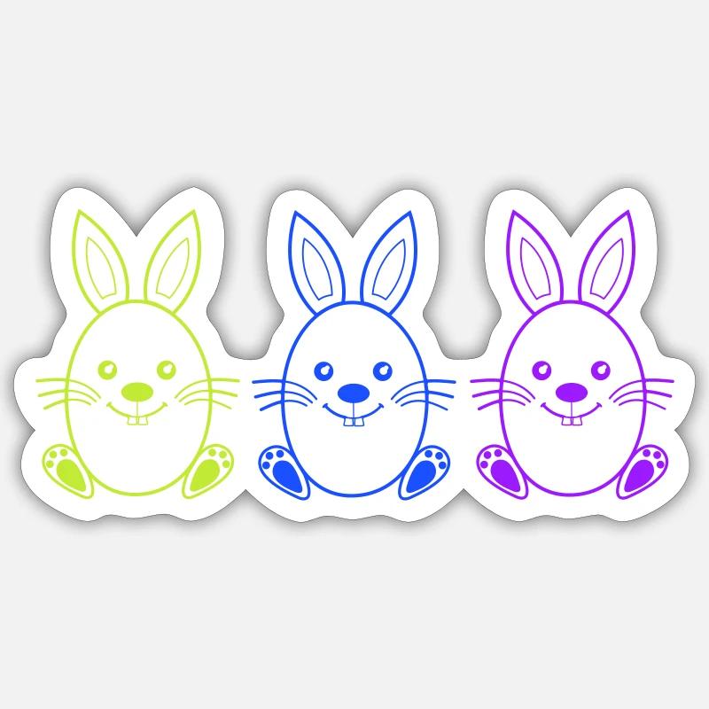 Lapin de Pâques 3 - Sticker taille S (10 x 10 cm) - blanc mat