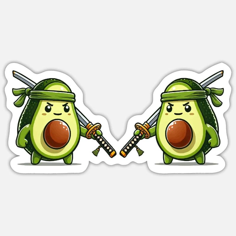 Avocat Samouraï 2 - Sticker taille S (10 x 10 cm) - blanc mat