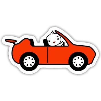 Duck Car Driver Sport Car Fast Driving Vehicle - Sticker size S (10 x 10 cm) - white matte - Front