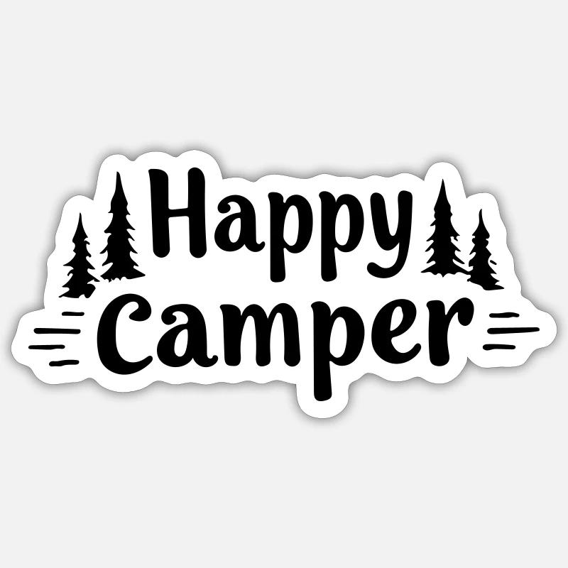 glücklicher Camper - Sticker Größe S (10 x 10 cm) - Mattweiß