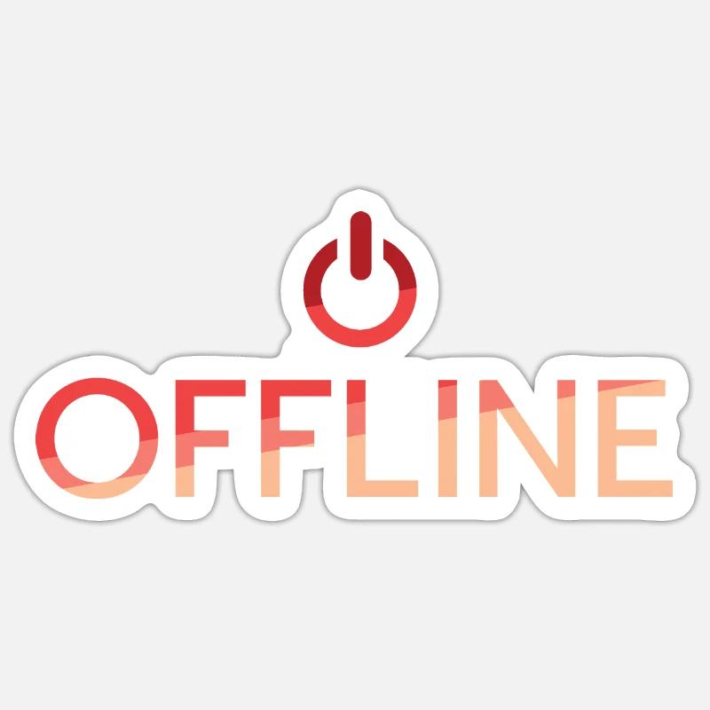 offline lettering - red off button - Sticker size S (10 x 10 cm) - white matte