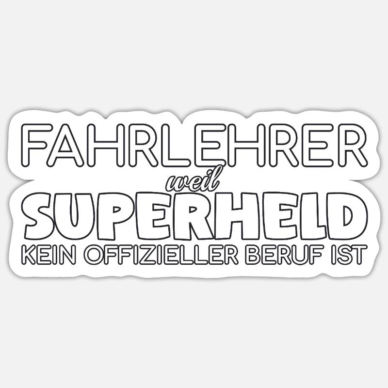 Instructeur de conduite Superhero Auto-école - Sticker taille S (10 x 10 cm) - blanc mat