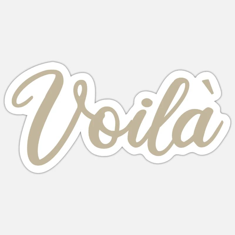 Voila Manuscrit Script Design - Sticker taille S (10 x 10 cm) - blanc mat