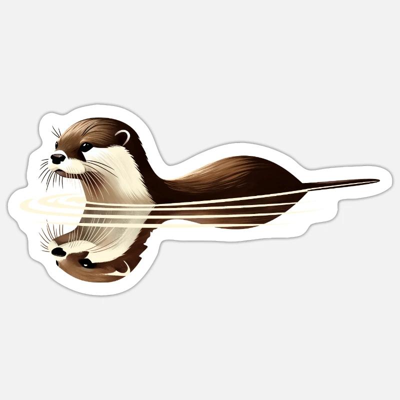 Fischotter - Sticker Größe S (10 x 10 cm) - Mattweiß