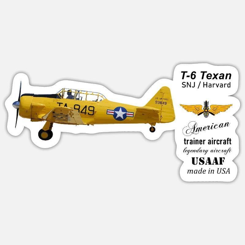 T-6 Texan - Sticker taille S (10 x 10 cm) - blanc mat