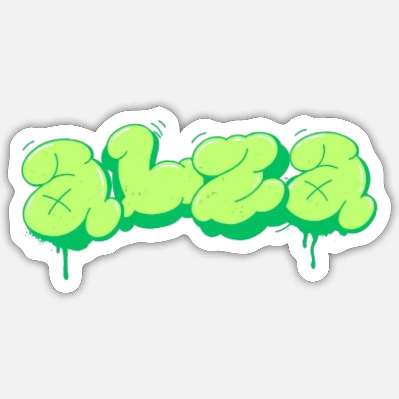 Conception de style graffiti vert vif Sticker taille S (10 x 10 cm)