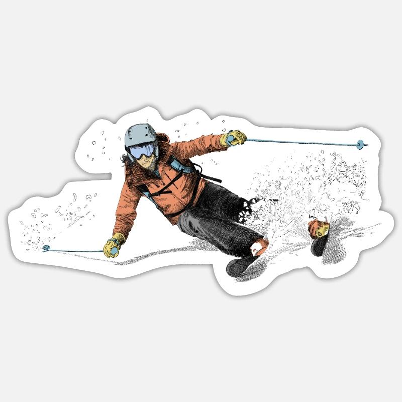Ski - Sticker size S (10 x 10 cm) - white matte