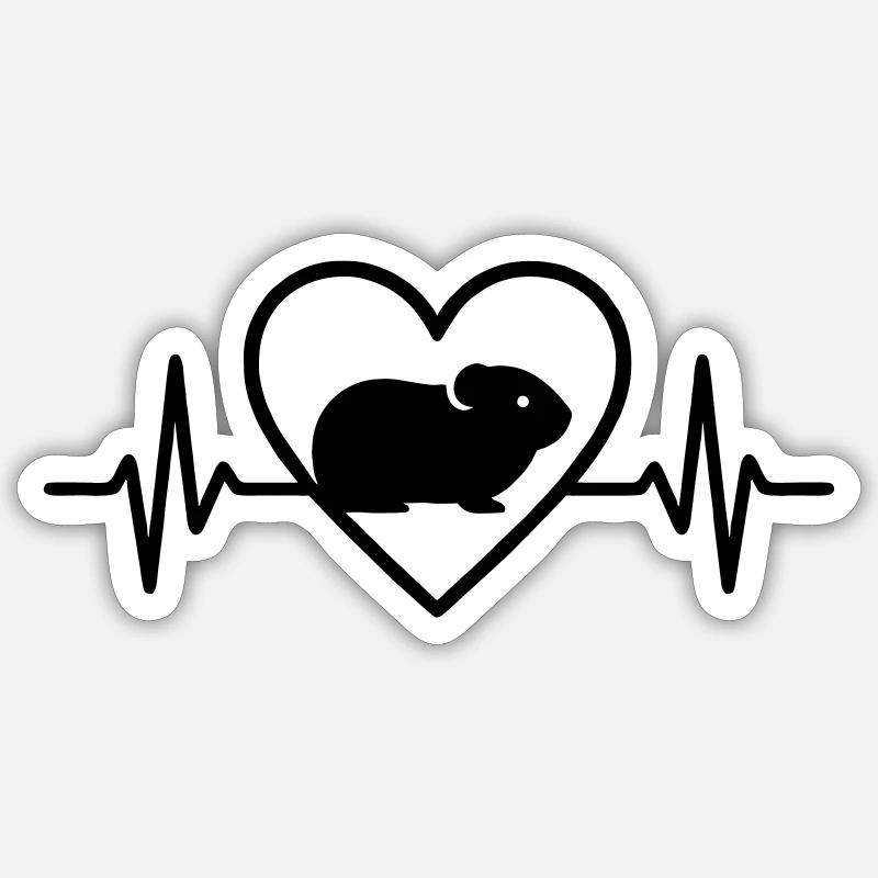 Coeur de cochon d’Inde - Sticker taille S (10 x 10 cm) - blanc mat