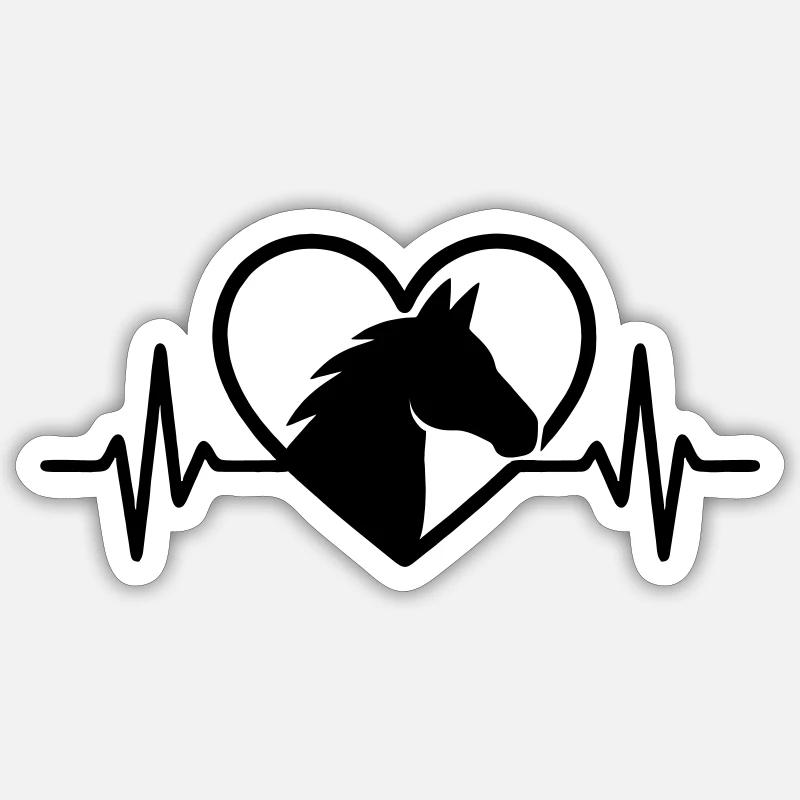 Cœur de cheval - Sticker taille S (10 x 10 cm) - blanc mat