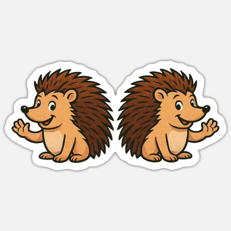 Bande dessinée hérisson mignon Sticker taille S (10 x 10 cm)