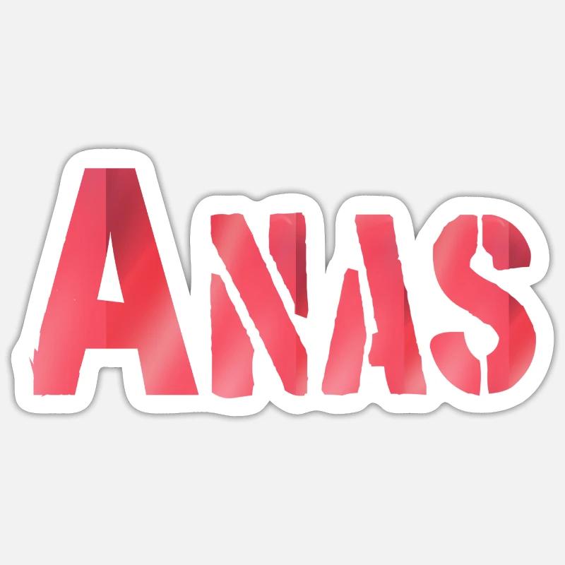 Anas Name Rot text - Sticker Größe S (10 x 10 cm) - Mattweiß