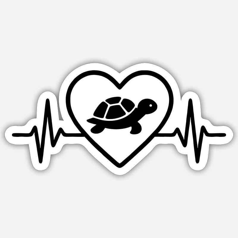 Schildkröte Herz - Sticker Größe S (10 x 10 cm) - Mattweiß