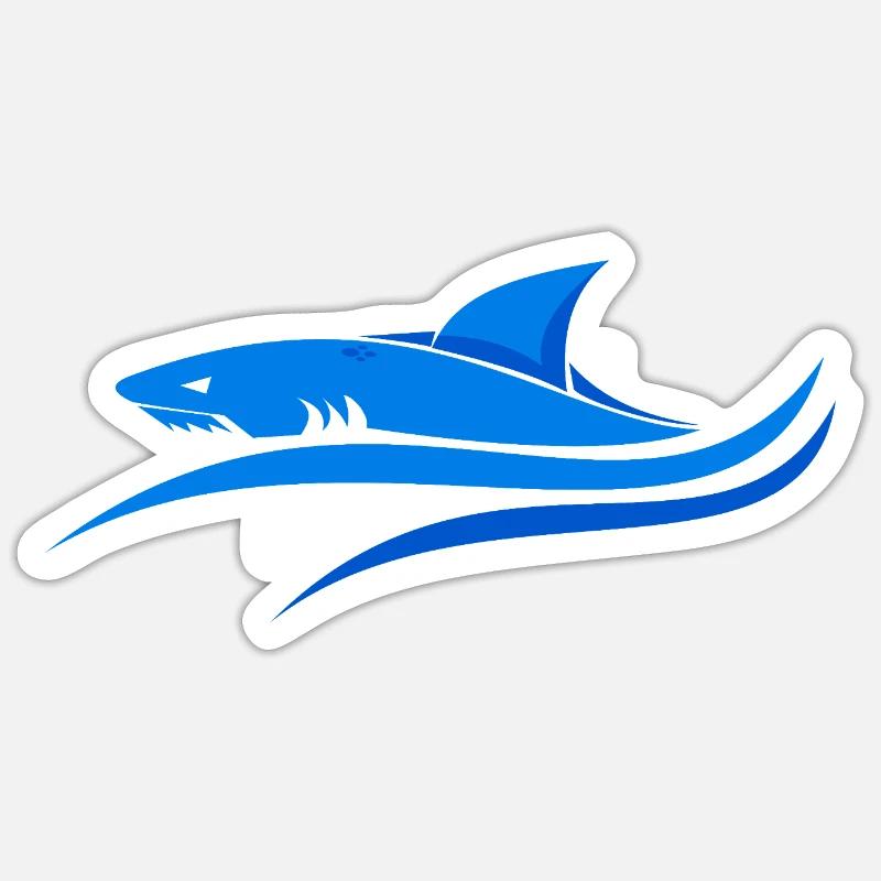 Requin bleu - Sticker taille S (10 x 10 cm) - blanc mat