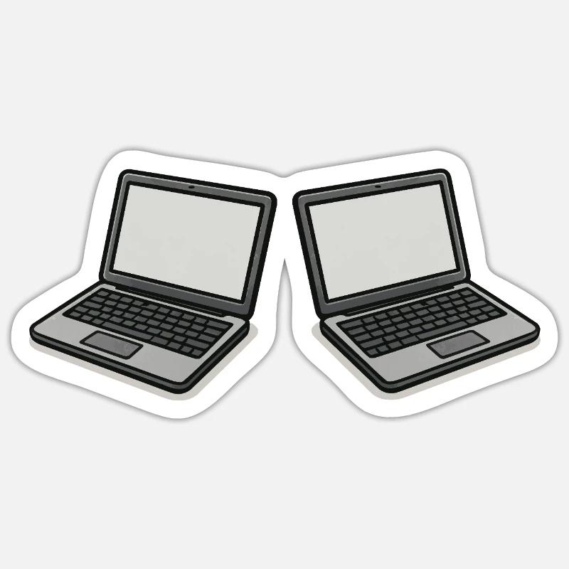 Ordinateur portable double Sticker taille S (10 x 10 cm)