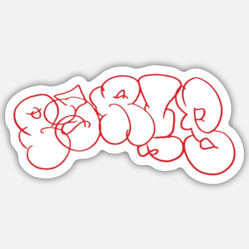 Red Graffiti Bubble Paris Lettering - Sticker size S (10 x 10 cm) - white matte