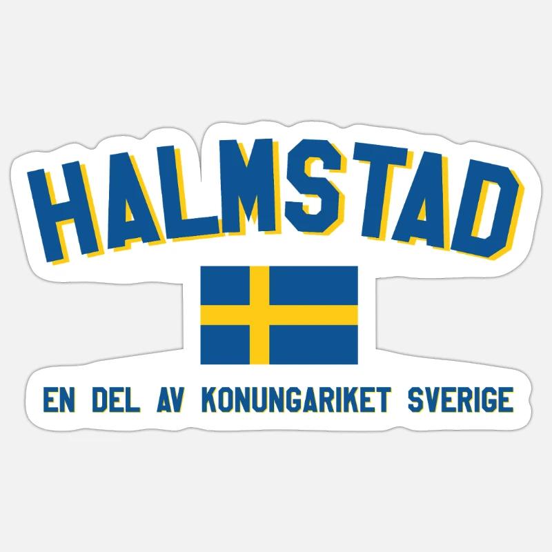 Halmstad Swedish Flag Theme Sticker size S (10 x 10 cm)