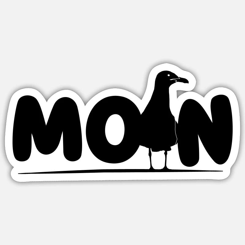 Moin mit Möwe - Sticker Größe S (10 x 10 cm) - Mattweiß