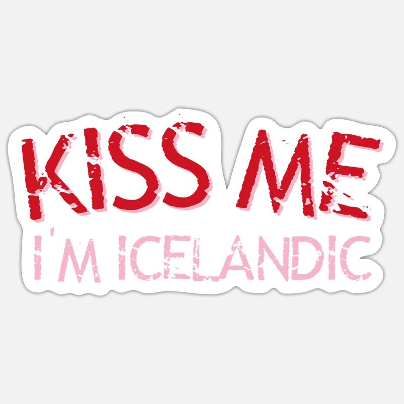Küss mich, ich bin Isländer - Sticker Größe S (10 x 10 cm) - Mattweiß
