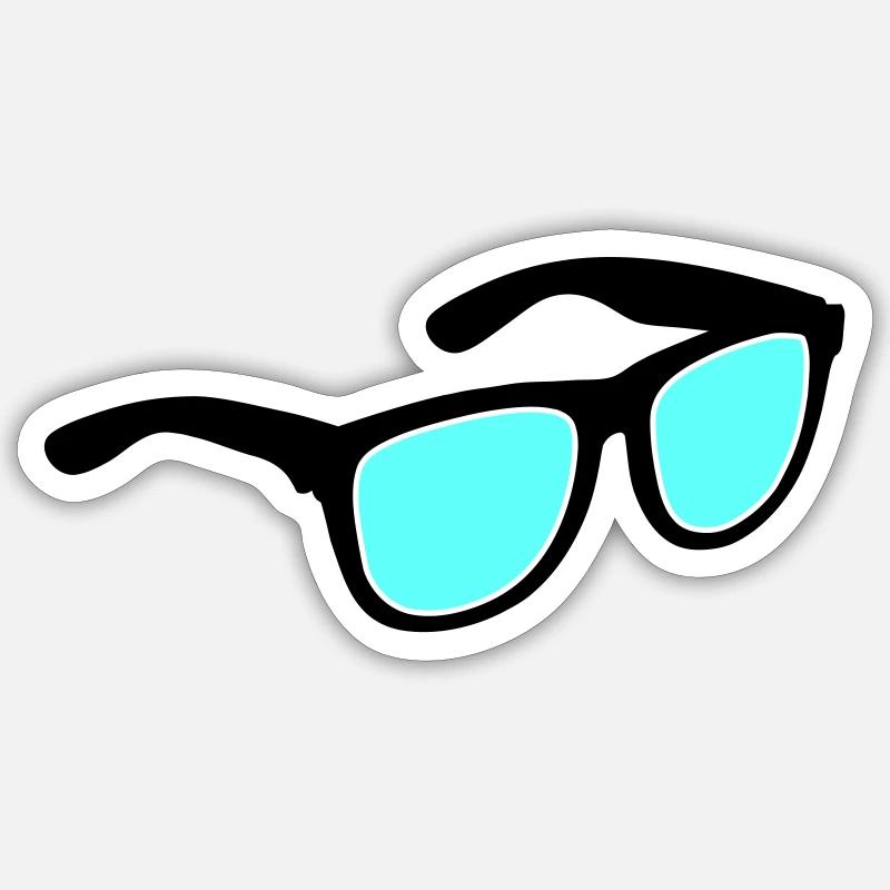 Brille Sonnenbrille - Sticker Größe S (10 x 10 cm) - Mattweiß
