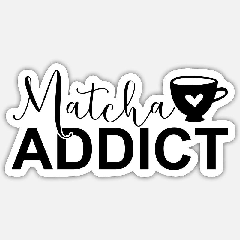 Matcha Addict SVG – Matcha Lover Design - Sticker taille S (10 x 10 cm) - blanc mat