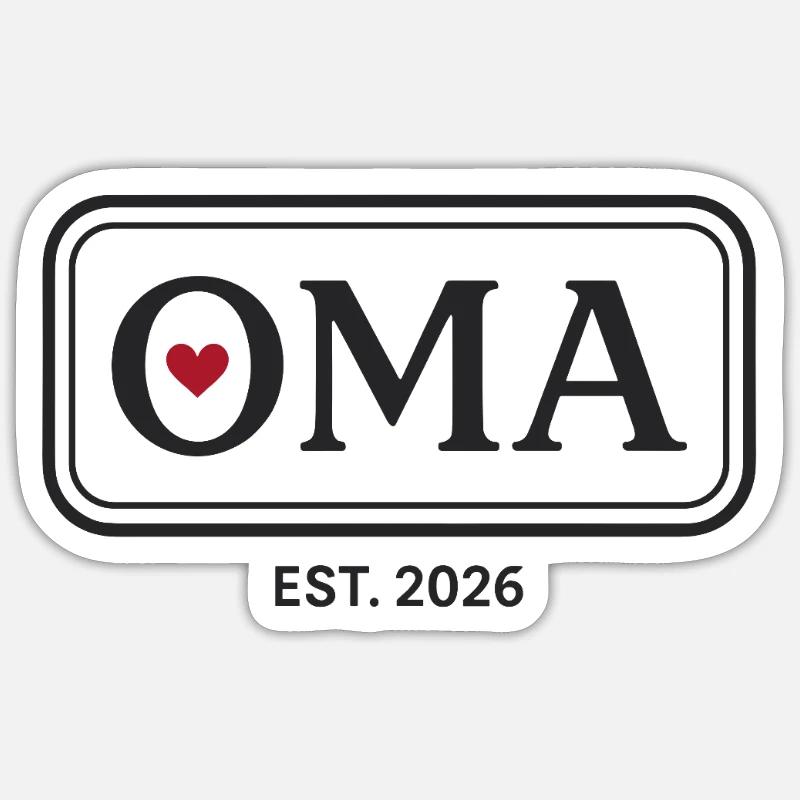 OMA EST. 2026 Stolze Großmutter Ankündigung - Sticker Größe S (10 x 10 cm) - Mattweiß