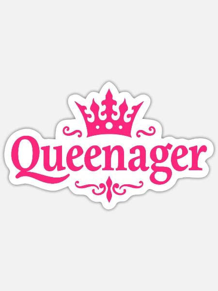 Queenager Krone für stolze junggebliebene Frauen - Sticker Größe S (10 x 10 cm) - Mattweiß