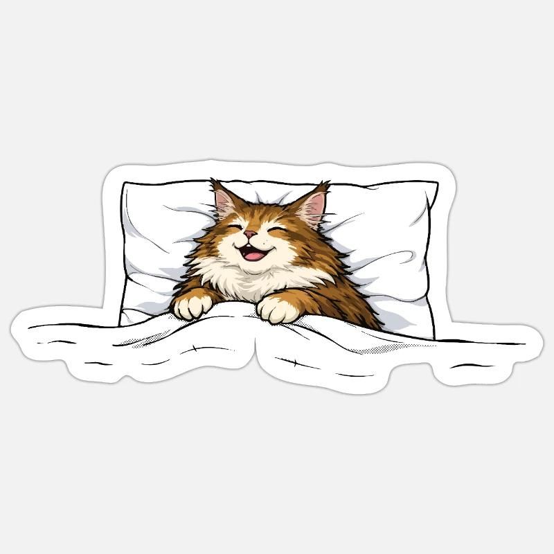 Sleeping Cat – Cute Cuddle Animal Design - Sticker size S (10 x 10 cm) - white matte