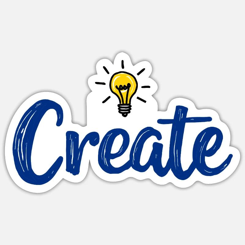Create Lettering with Glowing Light Bulb Sticker size S (10 x 10 cm)