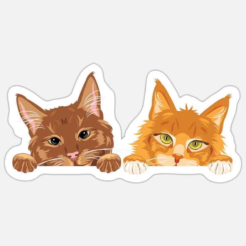 Peeking_cute_two_ginger_cats - Sticker size S (10 x 10 cm) - white matte