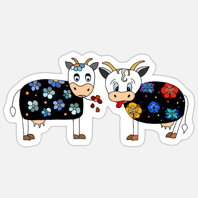 Vaches - Sticker taille S (10 x 10 cm) - blanc mat