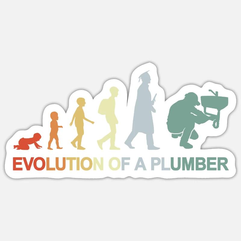 Évolution du plombier Sticker taille S (10 x 10 cm)