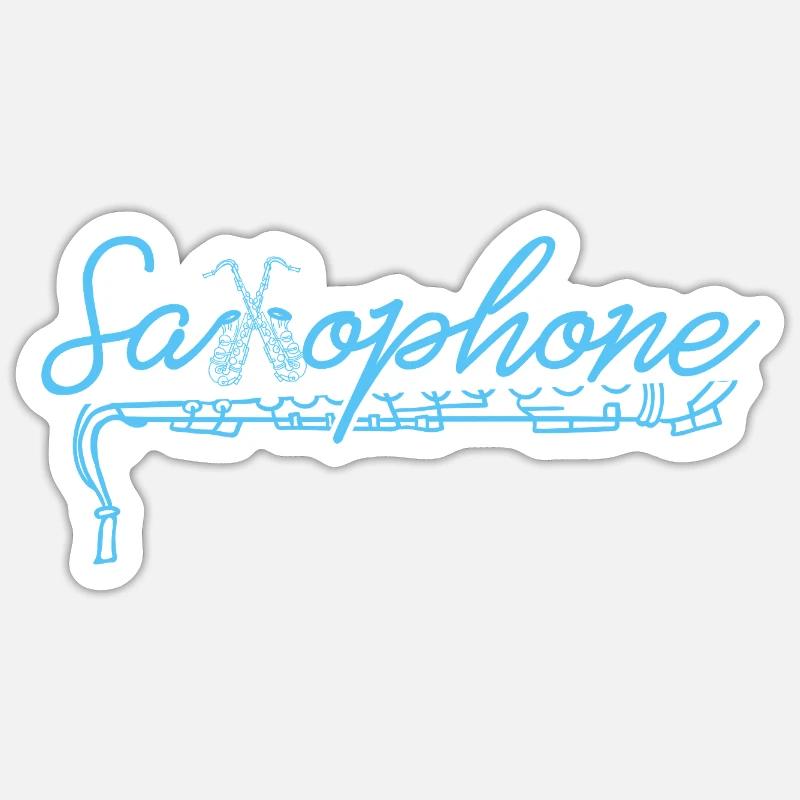 Saxophone Word-Art Jazz Script - Sticker size S (10 x 10 cm) - white matte