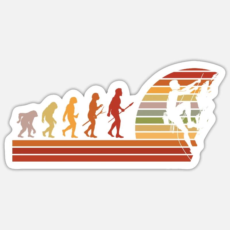 Evolution des Kletterns Retro Design - Sticker Größe S (10 x 10 cm) - Mattweiß