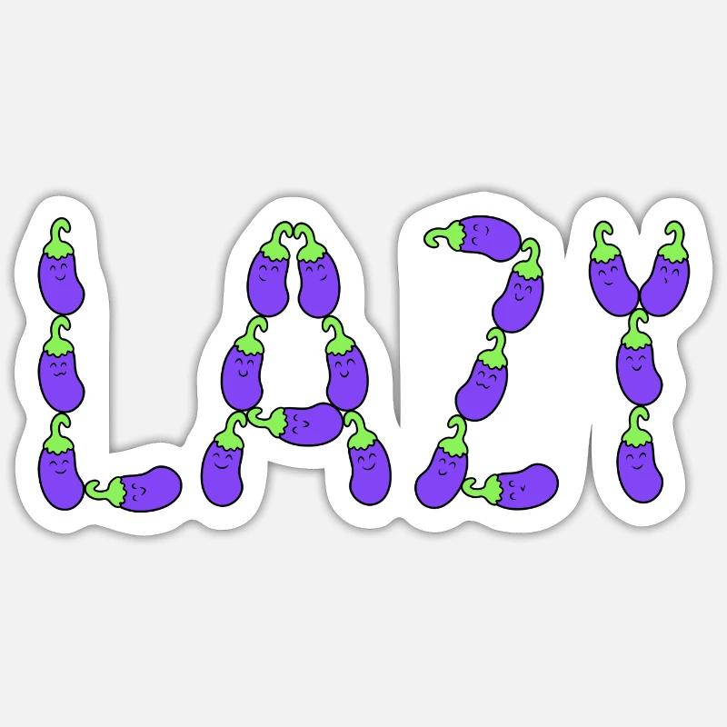 Eggplant lazy - Sticker size S (10 x 10 cm) - white matte