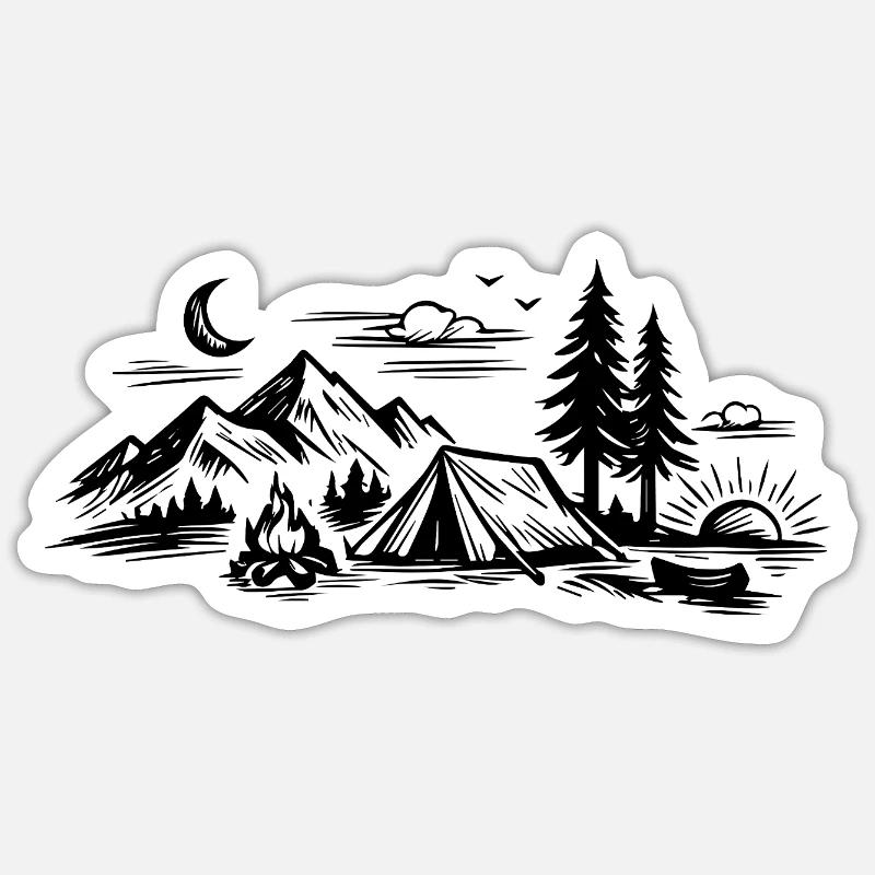 Camping Tent - Sticker size S (10 x 10 cm) - white matte