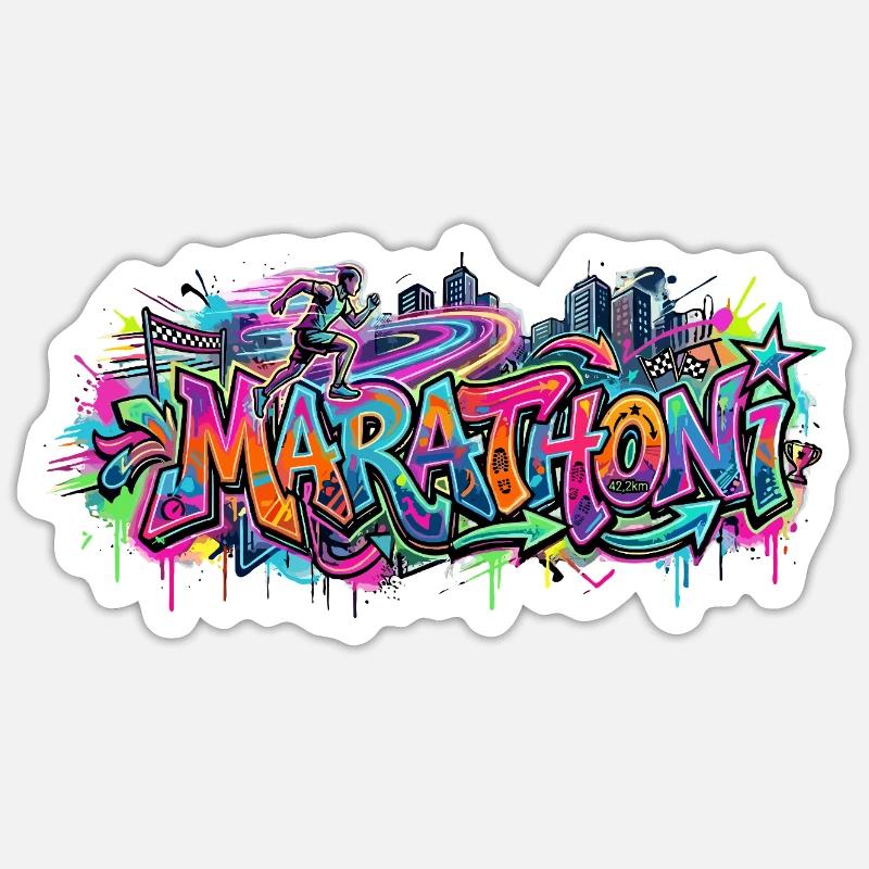 Farbrausch Marathon Graffiti - Sticker size S (10 x 10 cm) - white matte