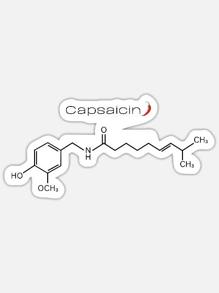 Capsaicin Formel – Chili Chemie Design - Sticker Größe S (10 x 10 cm) - Mattweiß
