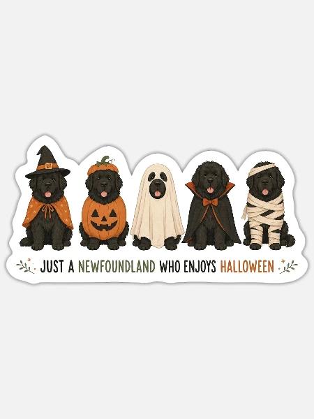 Newfoundland Halloween-Crew - Sticker Größe S (10 x 10 cm) - Mattweiß