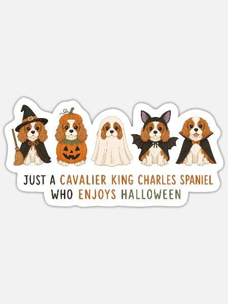 Cavalier King Charles Spaniel Halloween-Crew - Sticker Größe S (10 x 10 cm) - Mattweiß