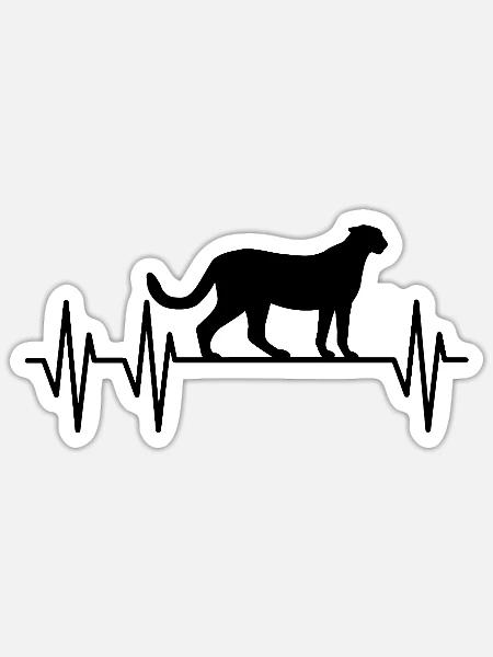 Gepard Heartbeat - Sticker Größe S (10 x 10 cm) - Mattweiß