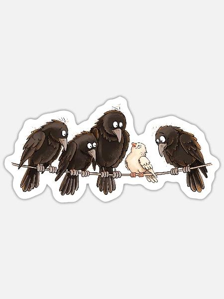 Krähen Raben Taube Statement Anderssein Vogel - Sticker Größe S (10 x 10 cm) - Mattweiß