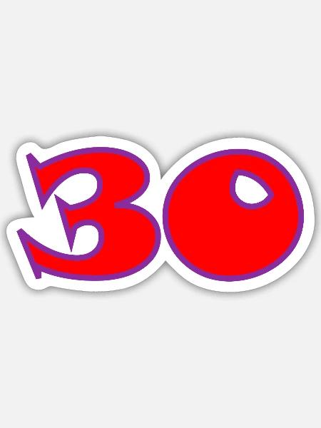 30 - Sticker Größe S (10 x 10 cm) - Mattweiß