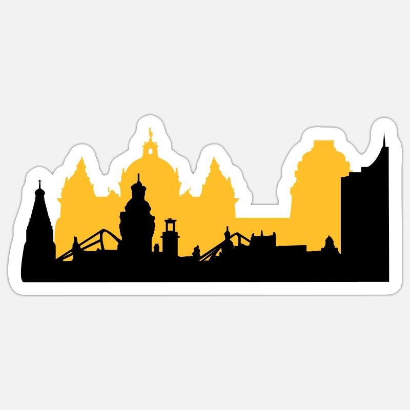 Leipzig Skyline - Sticker taille S (10 x 10 cm) - blanc mat
