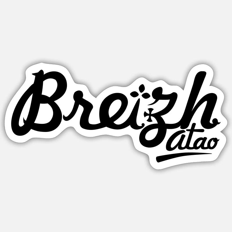 Breizh atao (1 couleur) - Sticker taille S (10 x 10 cm) - blanc mat