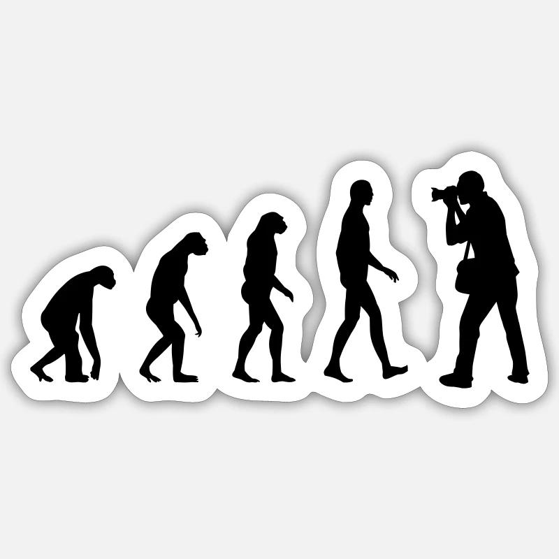 Fotograf Evolution - Sticker Größe S (10 x 10 cm) - Mattweiß