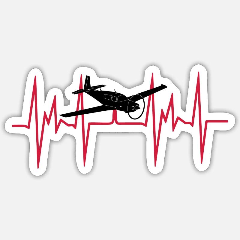 Heart attack plane - Sticker size S (10 x 10 cm) - white matte